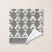 Gray Elegant Leaf Pattern Badhandtuch Set (Waschlappen)