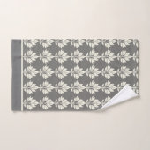 Gray Elegant Leaf Pattern Badhandtuch Set (Handtuch)