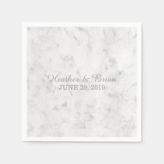 Gray Elegant Marble Wedding Serviette (Vorderseite)