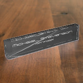 Gray Elegant Modern Desk Namplate Namensplakette (Seite)