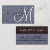 Gray Elegant Monogram Leinwand Look Visitenkarte (Vorne/Hinten)