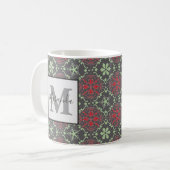 Gray Elegant Nordic Winter Snowflake Monogramm Kaffeetasse (Vorderseite Links)