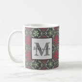 Gray Elegant Nordic Winter Snowflake Monogramm Kaffeetasse (Links)