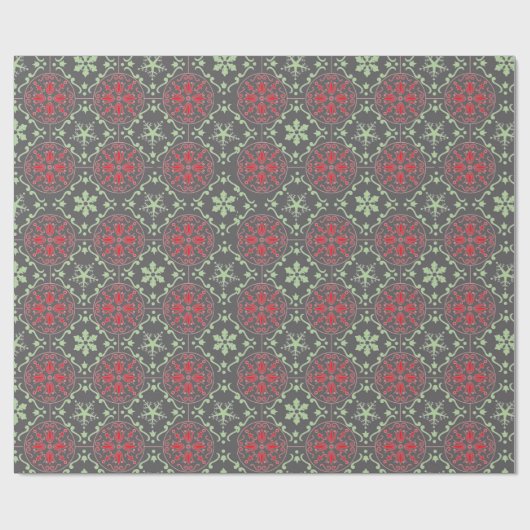 Gray Elegant Nordic Winter Snowflake Trendy Geschenkpapier (Flach)