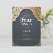 Gray Elegant Ramadhan Iftar Party Einladung (Stehend Vorderseite)