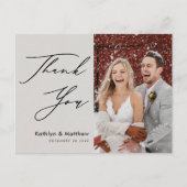 Gray Elegant Script Modernes Foto Hochzeit Vielen Postkarte (Vorderseite)