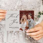 Gray Elegant Script Modernes Foto Hochzeit Vielen  Postkarte