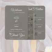 Gray Elegant Script Wedding Program und Timeline Fächer