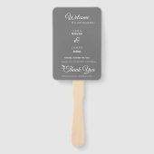 Gray Elegant Script Wedding Program und Timeline Fächer (Vorderseite)