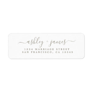 Gray Elegant Script Wedding Return Address