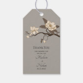 Gray Elegant Vintag Magnolia Wedding Vielen Dank Geschenkanhänger (Vorderseite)