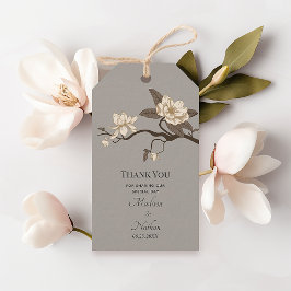 Gray Elegant Vintag Magnolia Wedding Vielen Dank Geschenkanhänger