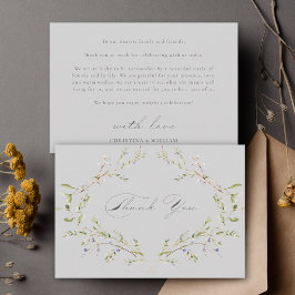 Gray Elegant Winter Wildblumen Hochzeit Dankeskarte