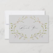 Gray Elegant Winter Wildblumen Hochzeit Dankeskarte (Vorderseite)
