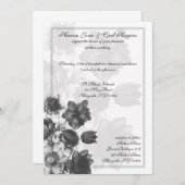 Gray Elegante Blume Hochzeit Einladungen (Vorne/Hinten)