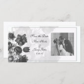 Gray Elegante Blume Hochzeit Foto Cards Save The Date (Vorne/Hinten)