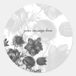 Gray Elegante Blume Hochzeitsticker Runder Aufkleber