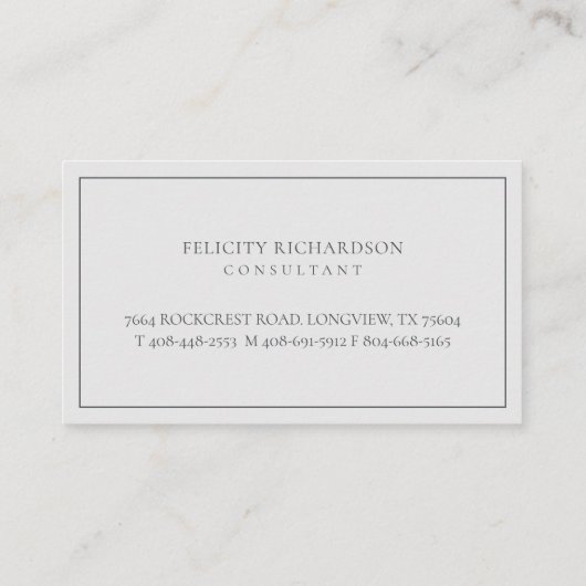 Gray Elegante Flora Wasserfarben Botanisches Wappe Visitenkarte (Rückseite)