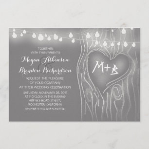 Gray elegante Lichter Baum romantische Hochzeit Einladung