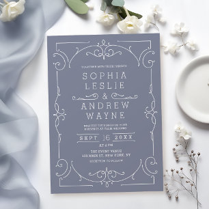 Gray elegante moderne klassische Vintage Hochzeit  Einladung