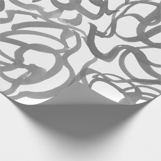Gray Elegante neutrale Wirbel Abstrakte Wasserfarb Geschenkpapier (Ecke)