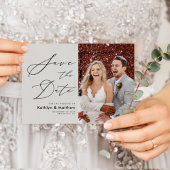 Gray Elegante Script Modernes Foto Einfache Hochze Save The Date