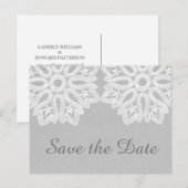 Gray Elegante Spitze Save the Date Postkarte (Vorne/Hinten)