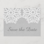 Gray Elegante Spitze Save the Date Postkarte (Vorderseite)