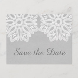 Gray Elegante Spitze Save the Date Postkarte