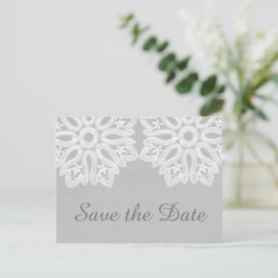 Gray Elegante Spitze Save the Date Postkarte