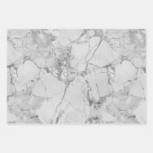 Gray Elegante Wirbel Marmorpapier Texturumrandung  Geschenkpapier Set (Vorderseite 2)