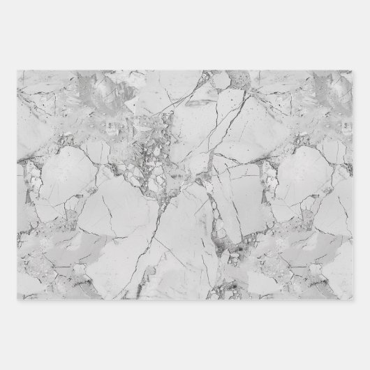 Gray Elegante Wirbel Marmorpapier Texturumrandung Geschenkpapier Set (Vorderseite 2)