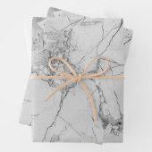 Gray Elegante Wirbel Marmorpapier Texturumrandung  Geschenkpapier Set (Beispiel)