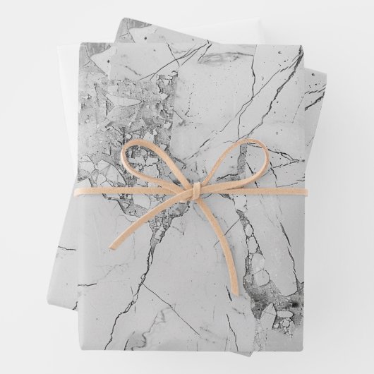 Gray Elegante Wirbel Marmorpapier Texturumrandung Geschenkpapier Set (Beispiel)