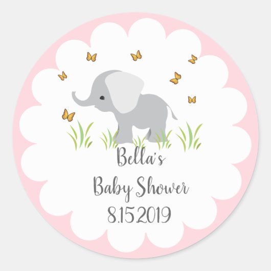 Gray Elephant Baby Shower Sticker (Vorderseite)