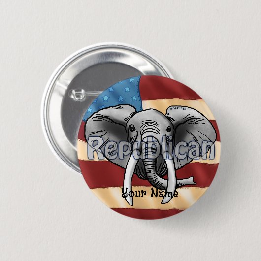Gray Elephant Button der Republikaner (Vorne & Hinten)
