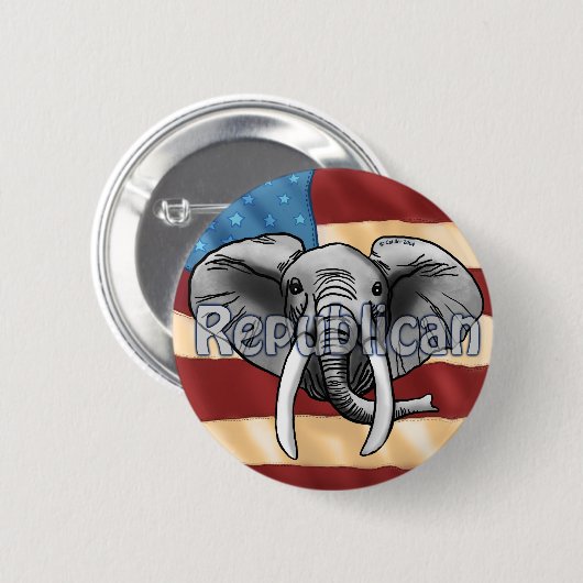 Gray Elephant Button der Republikaner (Vorne & Hinten)