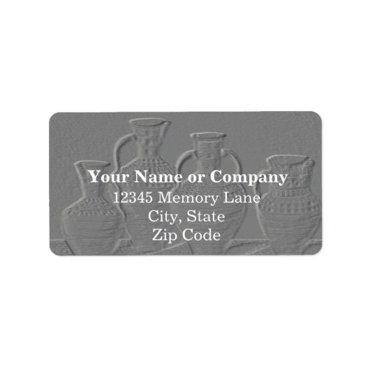 Gray Embossed Pottery Address Labels Adressaufkleber (Vorne)