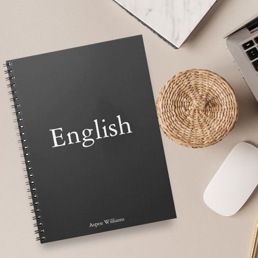 Gray English Personalisiert Educational Notizblock