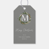 Gray Eucalyptus Wreath Monogram V2 Geschenkanhänger (Vorderseite)