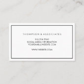 Gray Fabric Texture | Schwarze Grenze Visitenkarte (Rückseite)