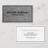 Gray Fabric Texture | Schwarze Grenze Visitenkarte (Vorne/Hinten)