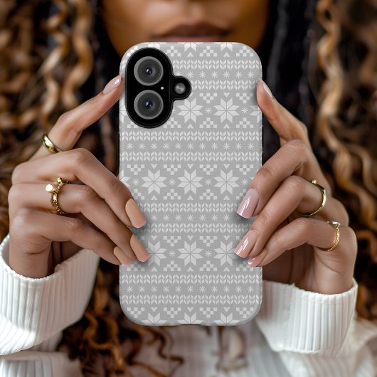 Gray Fair Isle Christmas Sweater Pattern Case-Mate iPhone Hülle