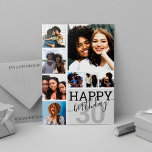 Gray Family Friends Photo Collage Happy Birthday Karte<br><div class="desc">This cool and cute happy birthday greeting card is perfect for any friend or family member. It features eight customizable photograph pictures with the quote, "Happy Birthday, " on top of a medium gray "30" (which can be changed to any age) and soft gray color block square. It's modern, fun,...</div>