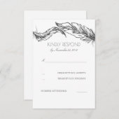 Gray Feathers White Elegante Wedding UAWG RSVP Karte (Vorne/Hinten)