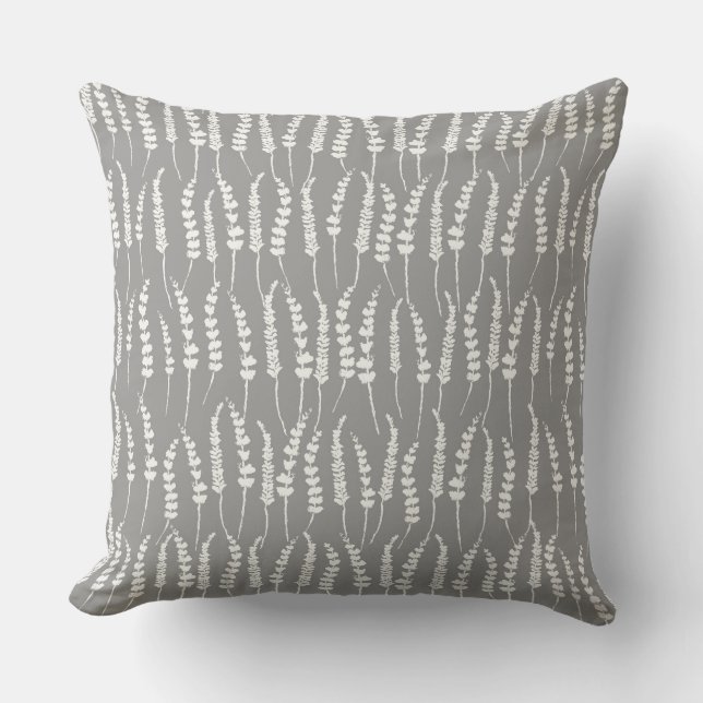 Gray Fern Print for Farmhouse Decor Kissen (Vorderseite)