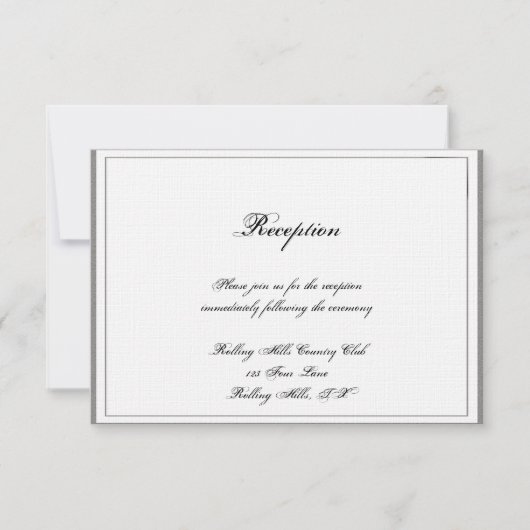 Gray Filigree Posh Wedding Reception Einladung (Vorderseite)