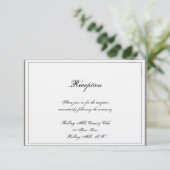 Gray Filigree Posh Wedding Reception Einladung (Stehend Vorderseite)