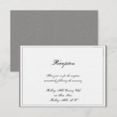 Gray Filigree Posh Wedding Reception Einladung (Vorne/Hinten)