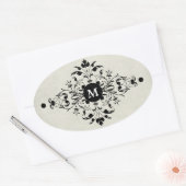 Gray Flannel Monogram Ovaler Aufkleber (Umschlag)